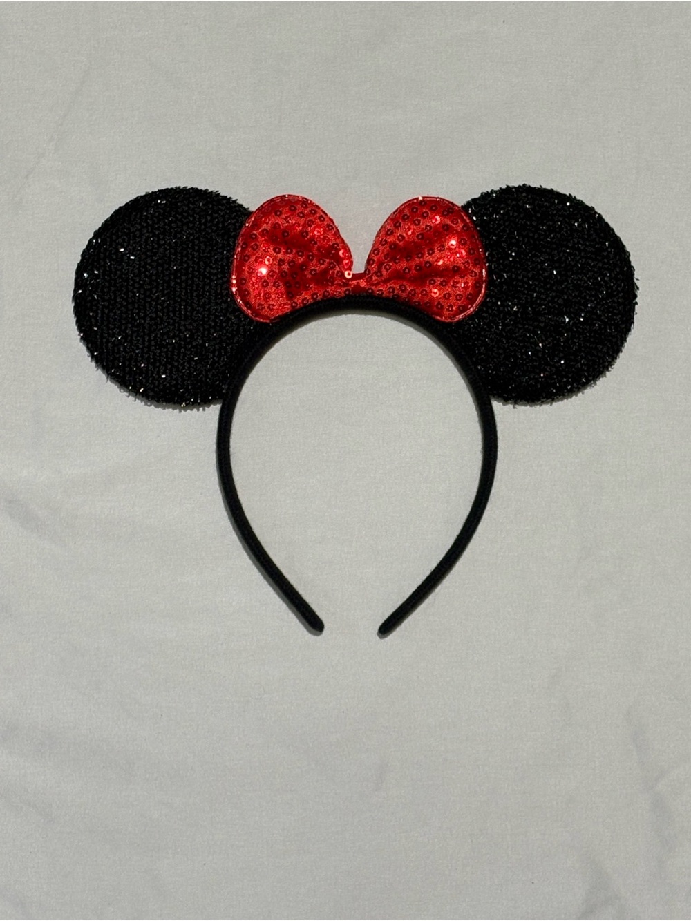 Minnie Mouse Black Sequin Ears Headband Red Sequin Bow Costume